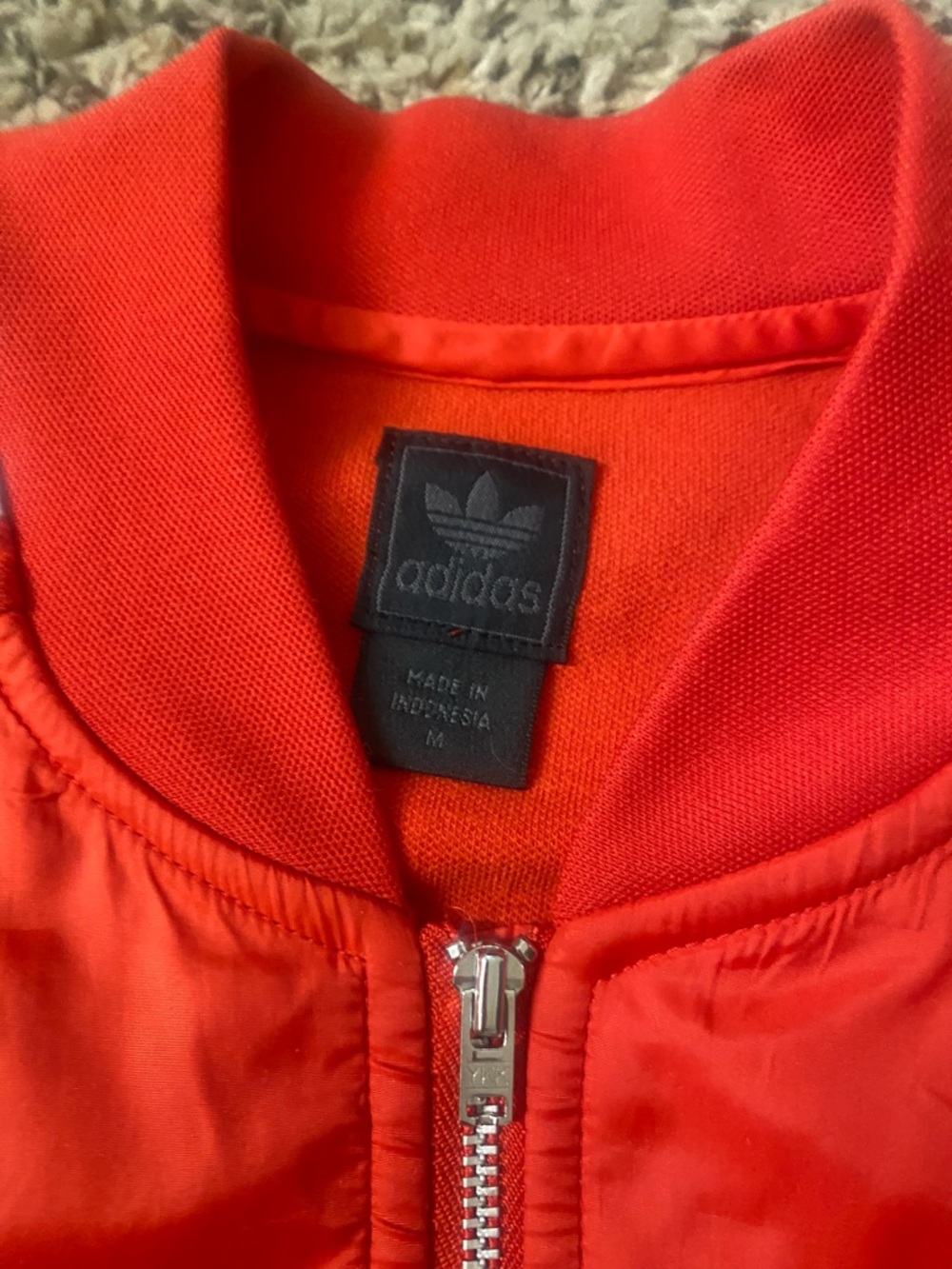 Vintage 2005 Adidas Red Women's Zip-Front Bomber Jacket Dress with White Stripes - Picture 3 of 7